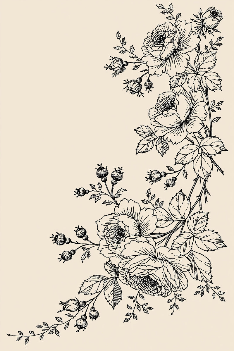 French Floral Table Linen Corner from French Embroidery & La Broderie Blanche Book 8, a digital embroidery design reference for machine embroidery designs, embroidery patterns and corner embroidery.