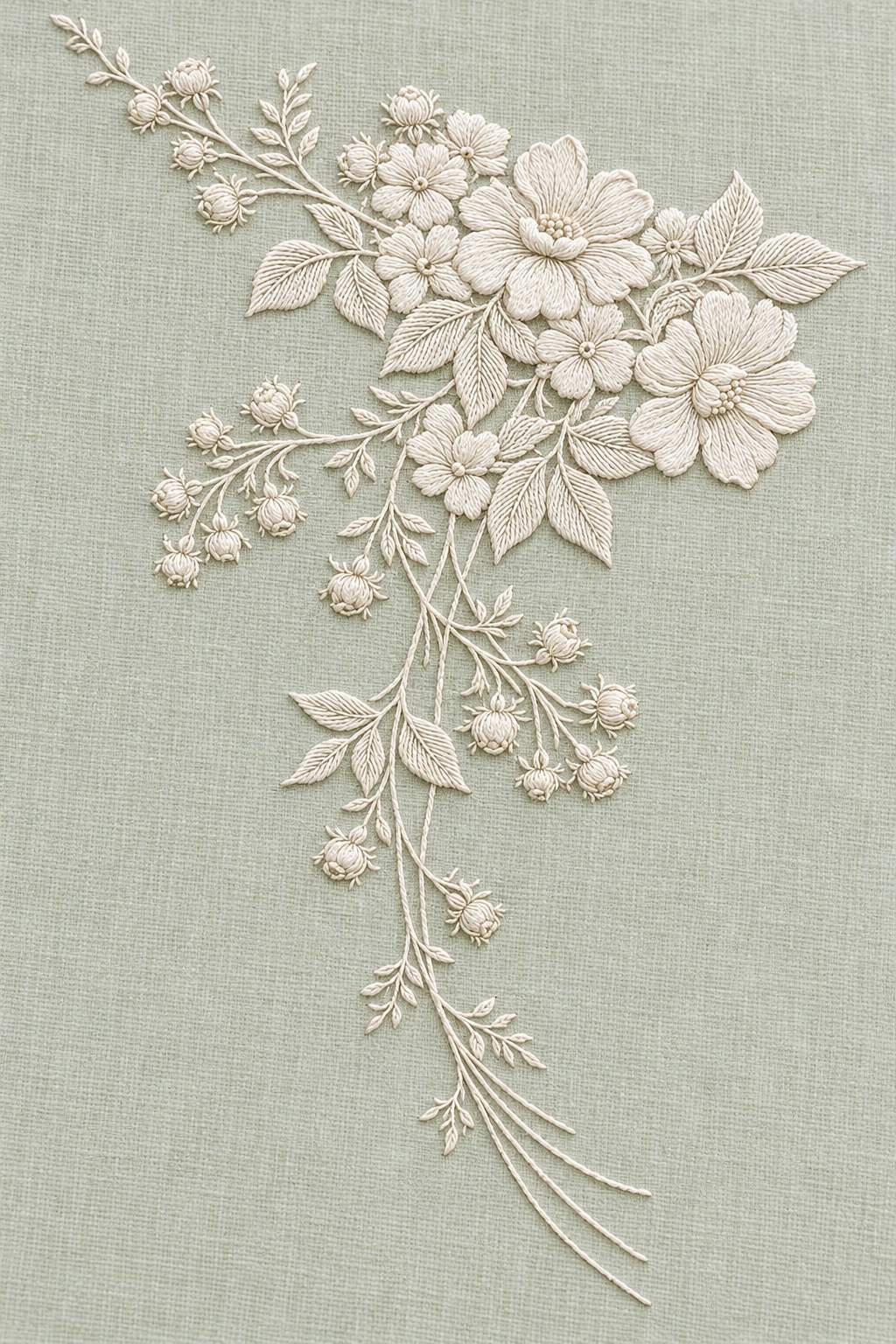 French Floral Table Linen Corner | French Embroidery & La Broderie Blanche Book 1 | Hand embroidery example
