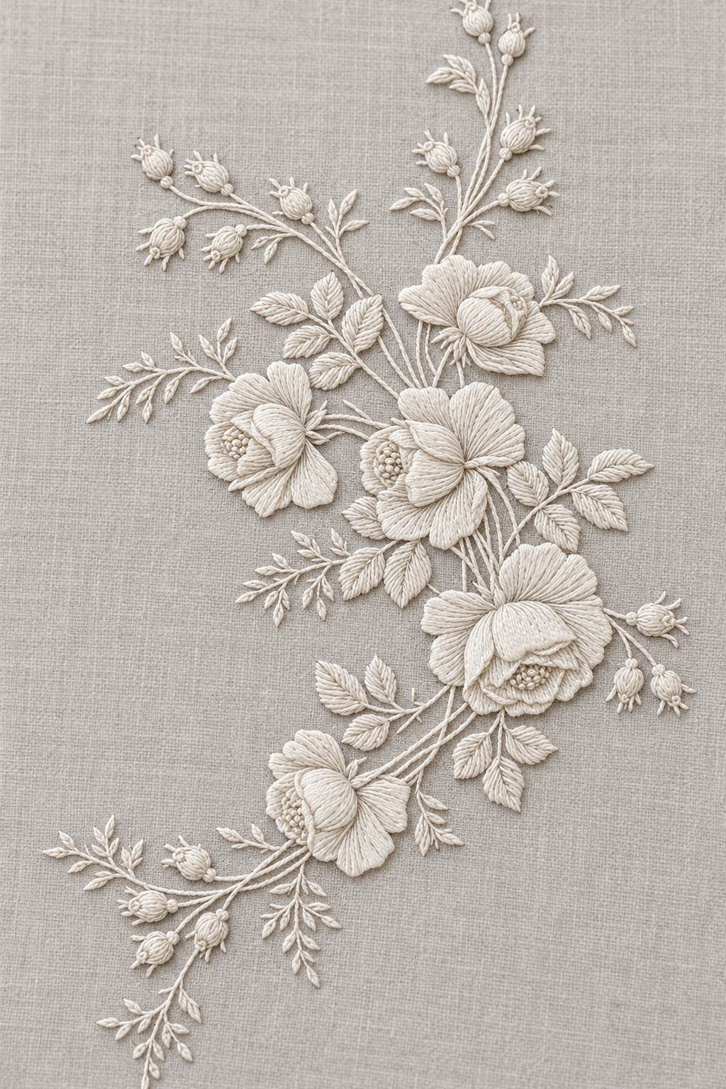 French Floral Table Linen Corner | French Embroidery & La Broderie Blanche Book 5 | Hand embroidery example