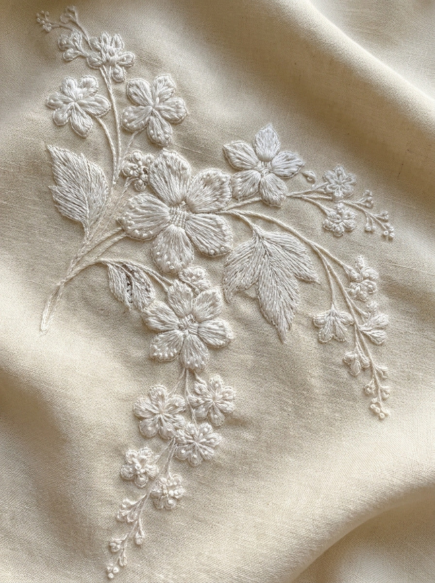 French Guest Towel Motif French from French Embroidery & La Broderie Blanche Book 1, a digital embroidery design reference for machine embroidery designs, embroidery patterns and lace and broderie details.