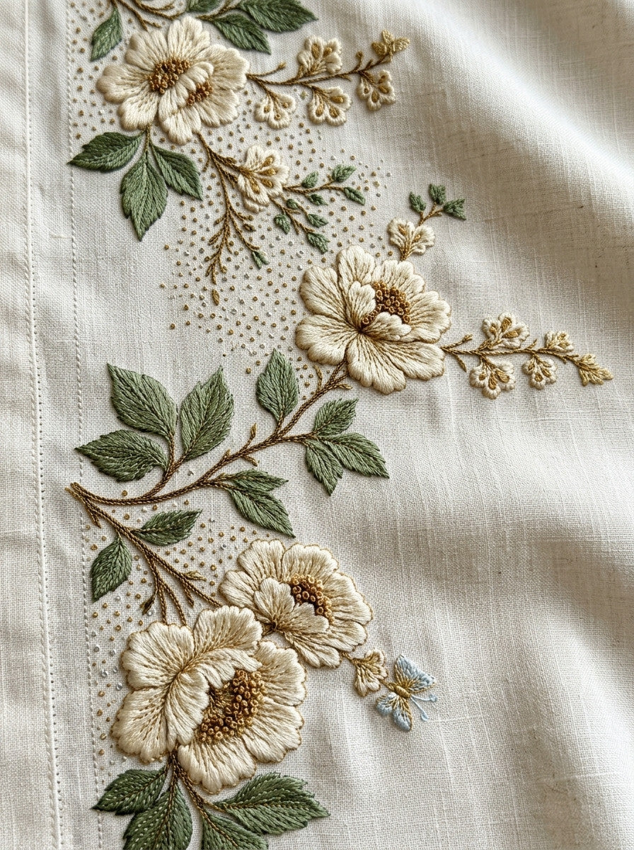 French Guest Towel Motif French from French Embroidery & La Broderie Blanche Book 6, a digital embroidery design reference for machine embroidery designs, embroidery patterns and lace and broderie details.