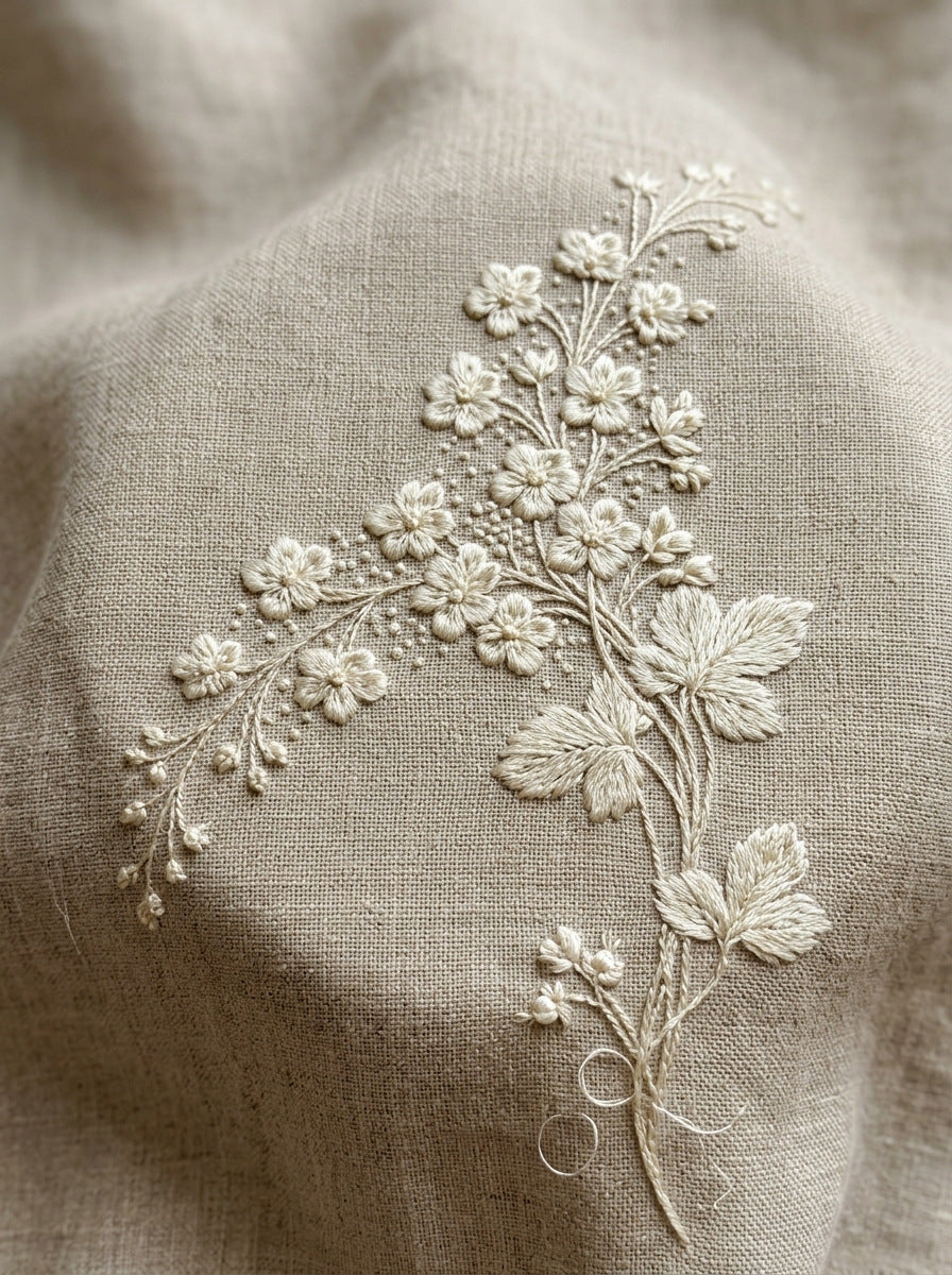 French Guest Towel Motif French from French Embroidery & La Broderie Blanche Book 8, a digital embroidery design reference for machine embroidery designs, embroidery patterns and lace and broderie details.