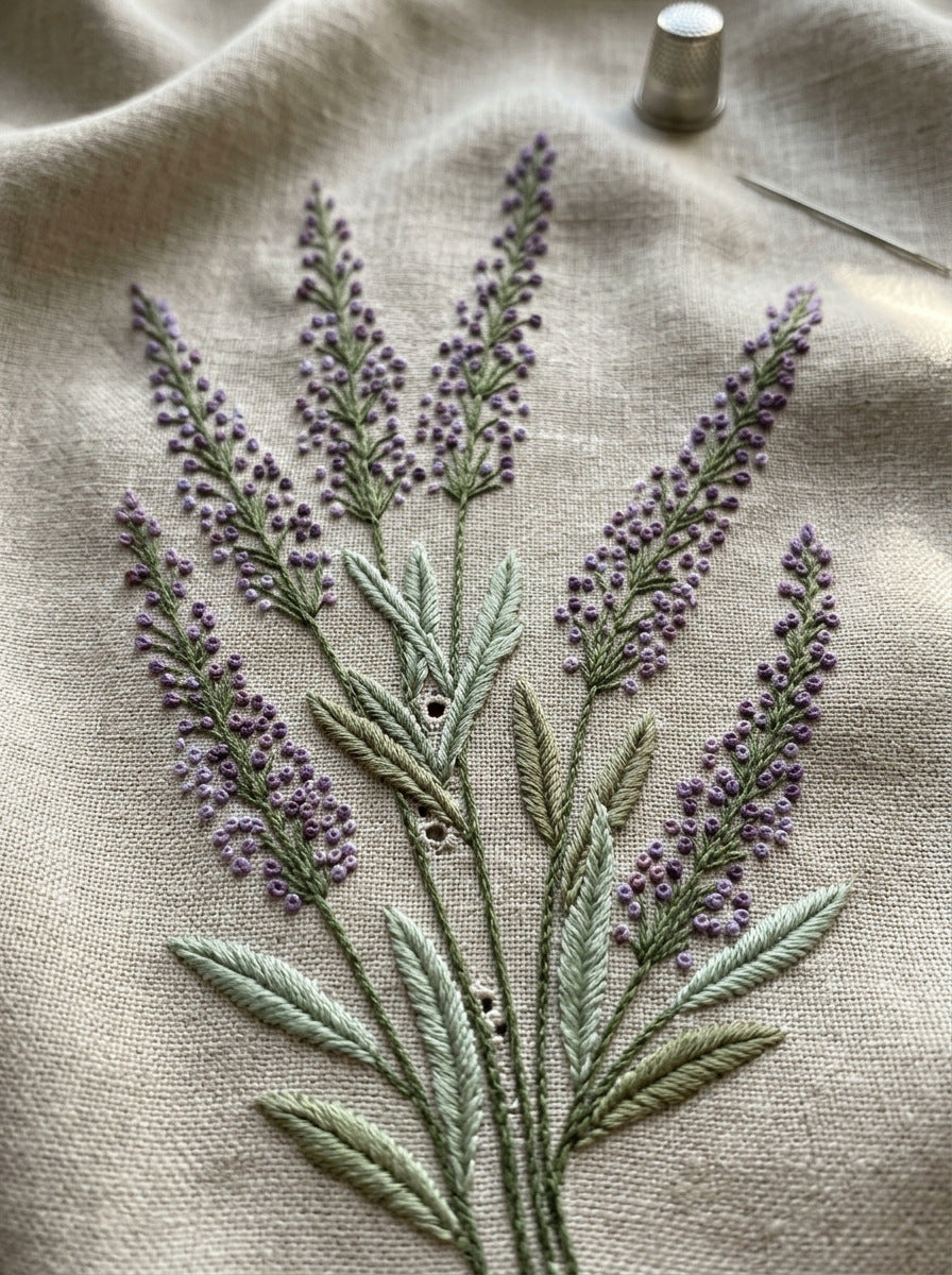 French Lavender Linen Placement French from French Embroidery & La Broderie Blanche Book 4, a digital embroidery design reference for machine embroidery designs, embroidery patterns and lace and broderie details.