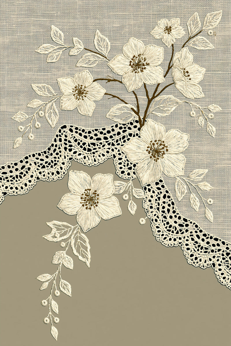 French Napkin Corner French Embroidery from French Embroidery & La Broderie Blanche Book 7, a digital embroidery design reference for machine embroidery designs, embroidery patterns and corner embroidery.