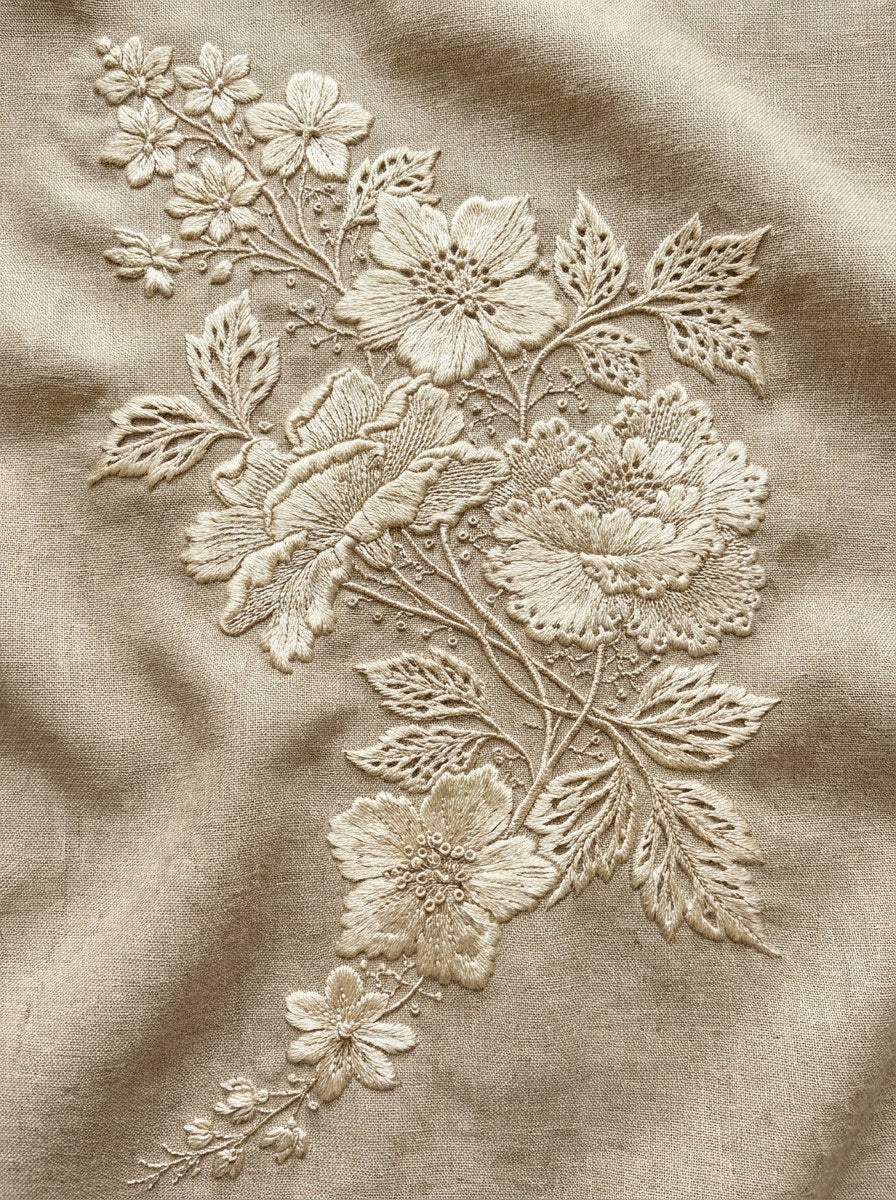 French Pillow Corner Motif French from French Embroidery & La Broderie Blanche Book 1, a digital embroidery design reference for machine embroidery designs, embroidery patterns and corner embroidery.