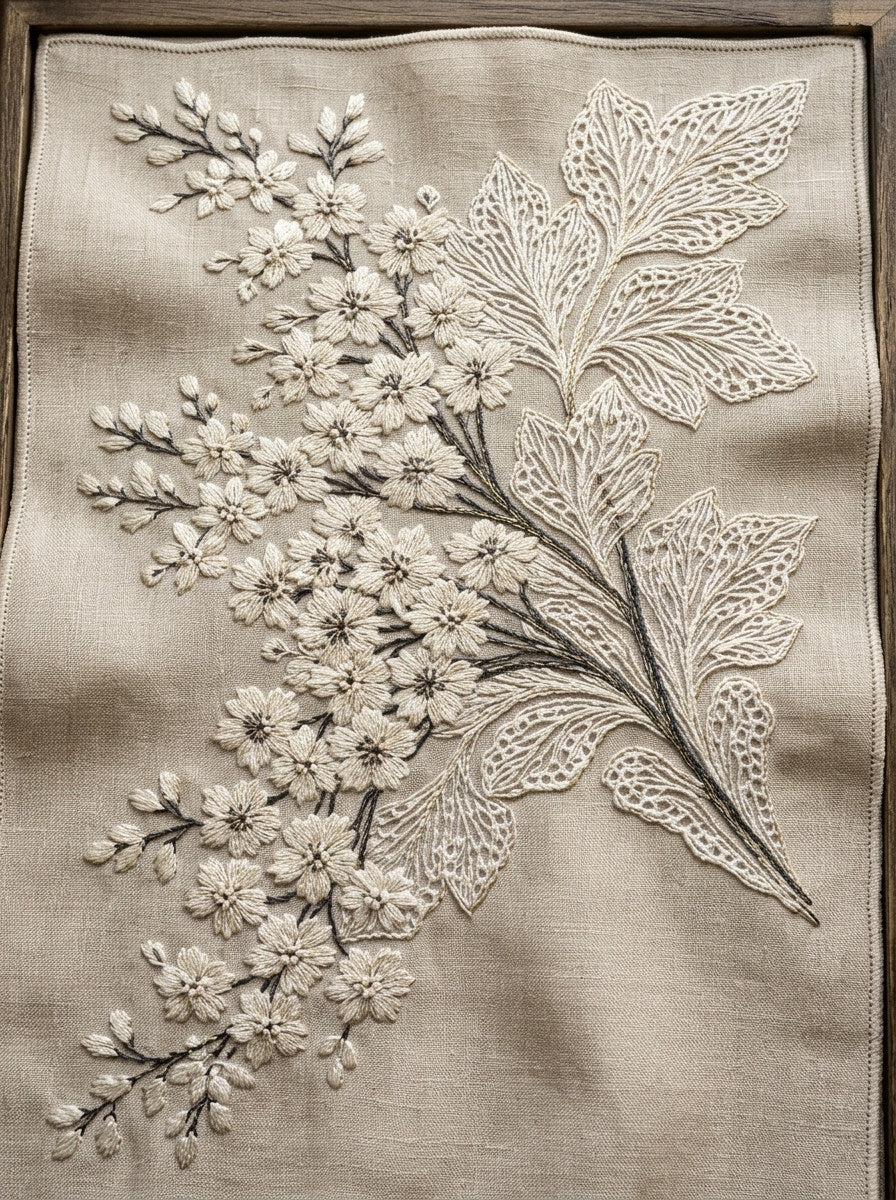 French Pillow Corner Motif French from French Embroidery & La Broderie Blanche Book 6, a digital embroidery design reference for machine embroidery designs, embroidery patterns and corner embroidery.