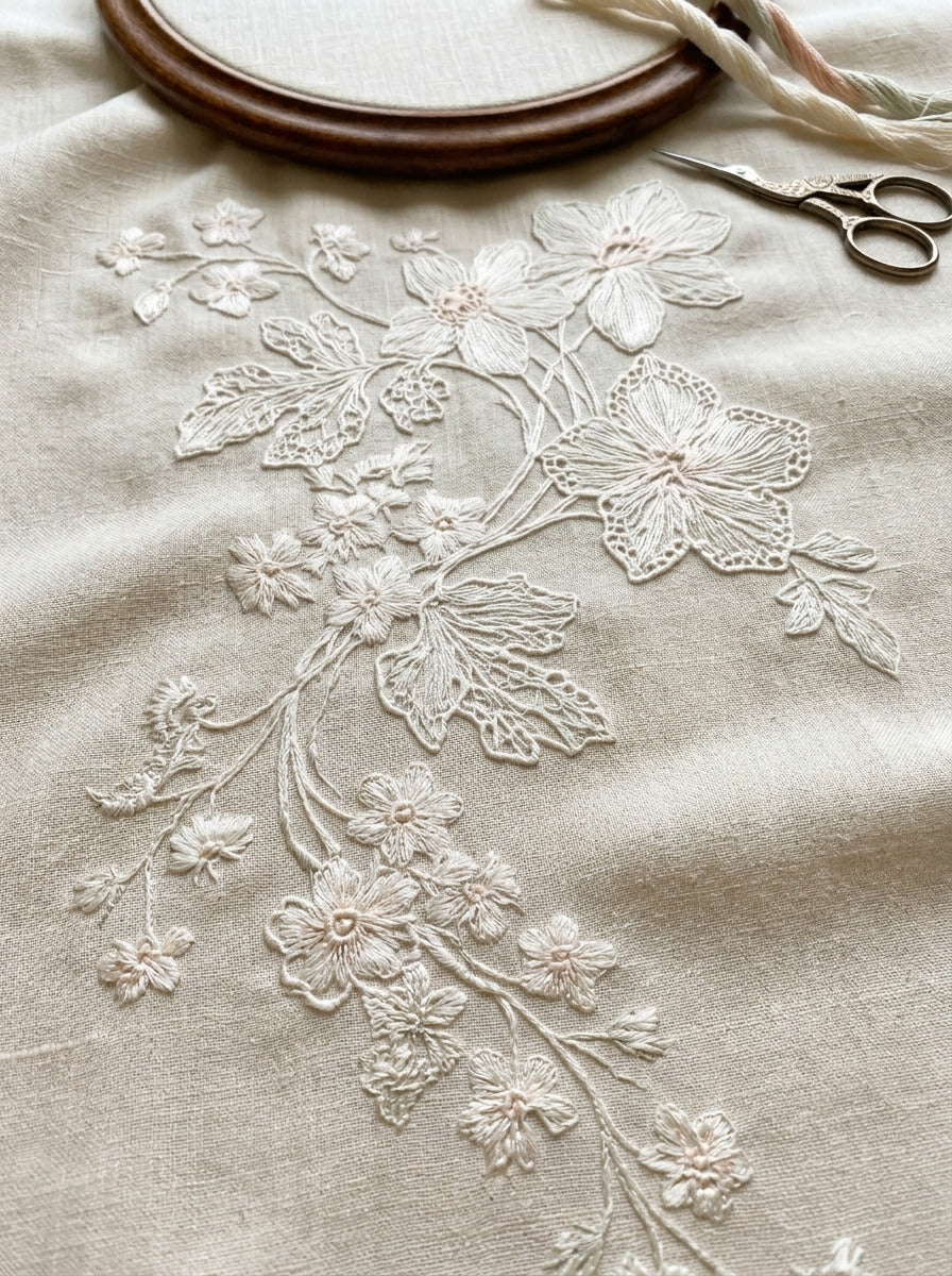French Pillow Corner Motif French from French Embroidery & La Broderie Blanche Book 7, a digital embroidery design reference for machine embroidery designs, embroidery patterns and corner embroidery.