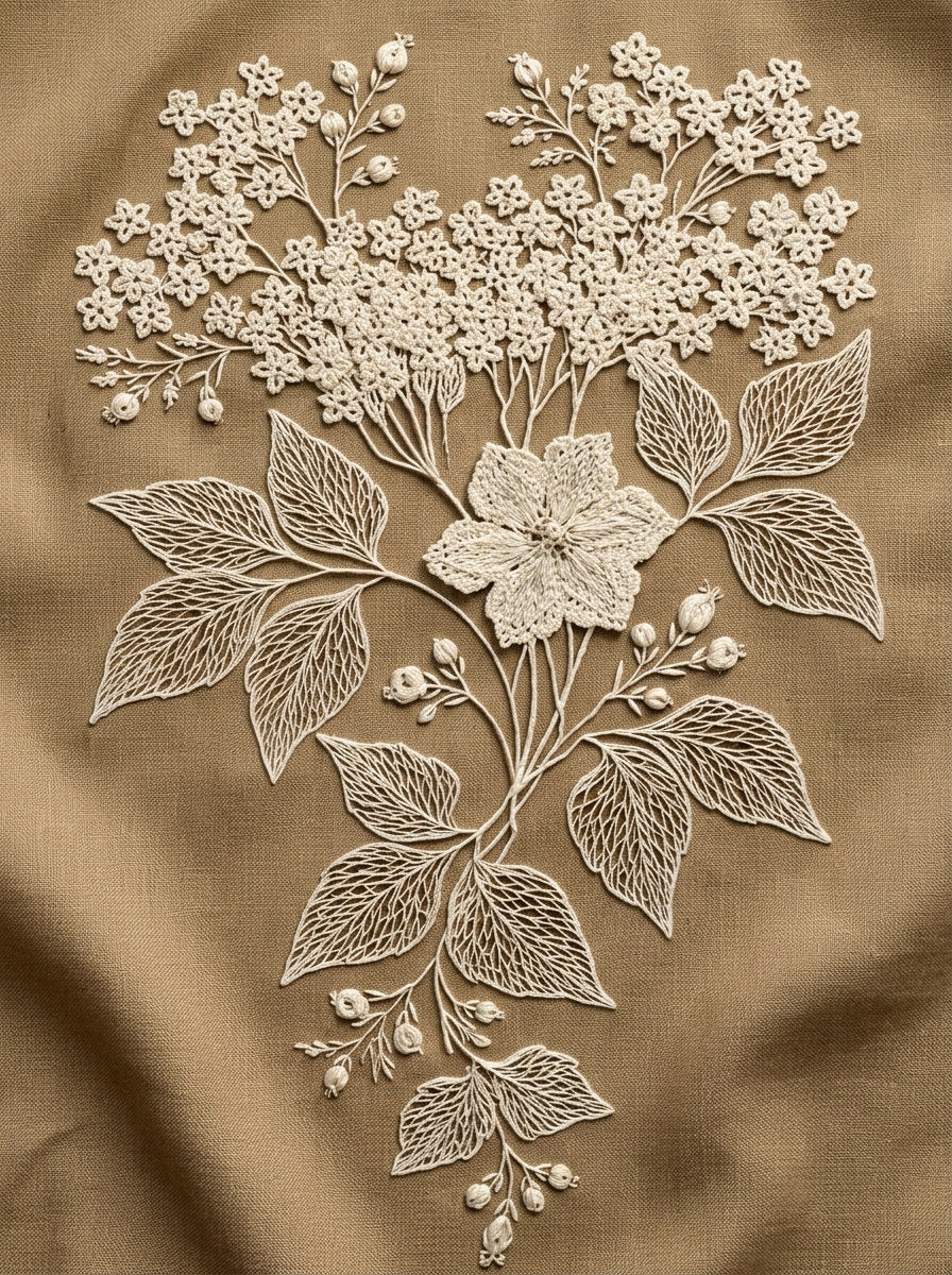 French Table Runner End Motif from French Embroidery & La Broderie Blanche Book 4, a digital embroidery design reference for machine embroidery designs, embroidery patterns and border and edge embroidery.