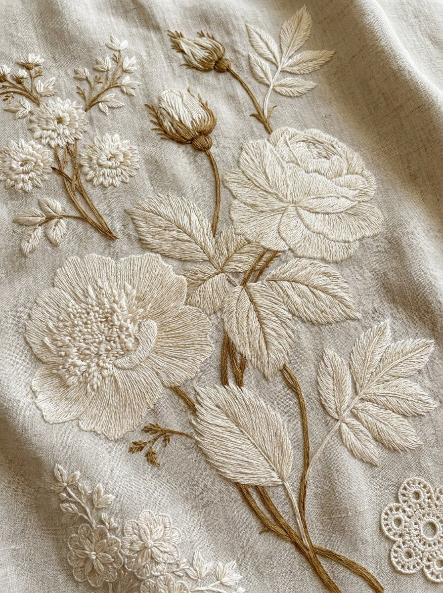 French Whitework Floral Motif Set from French Embroidery & La Broderie Blanche Book 1, a digital embroidery design reference for machine embroidery designs, embroidery patterns and lace and broderie details.