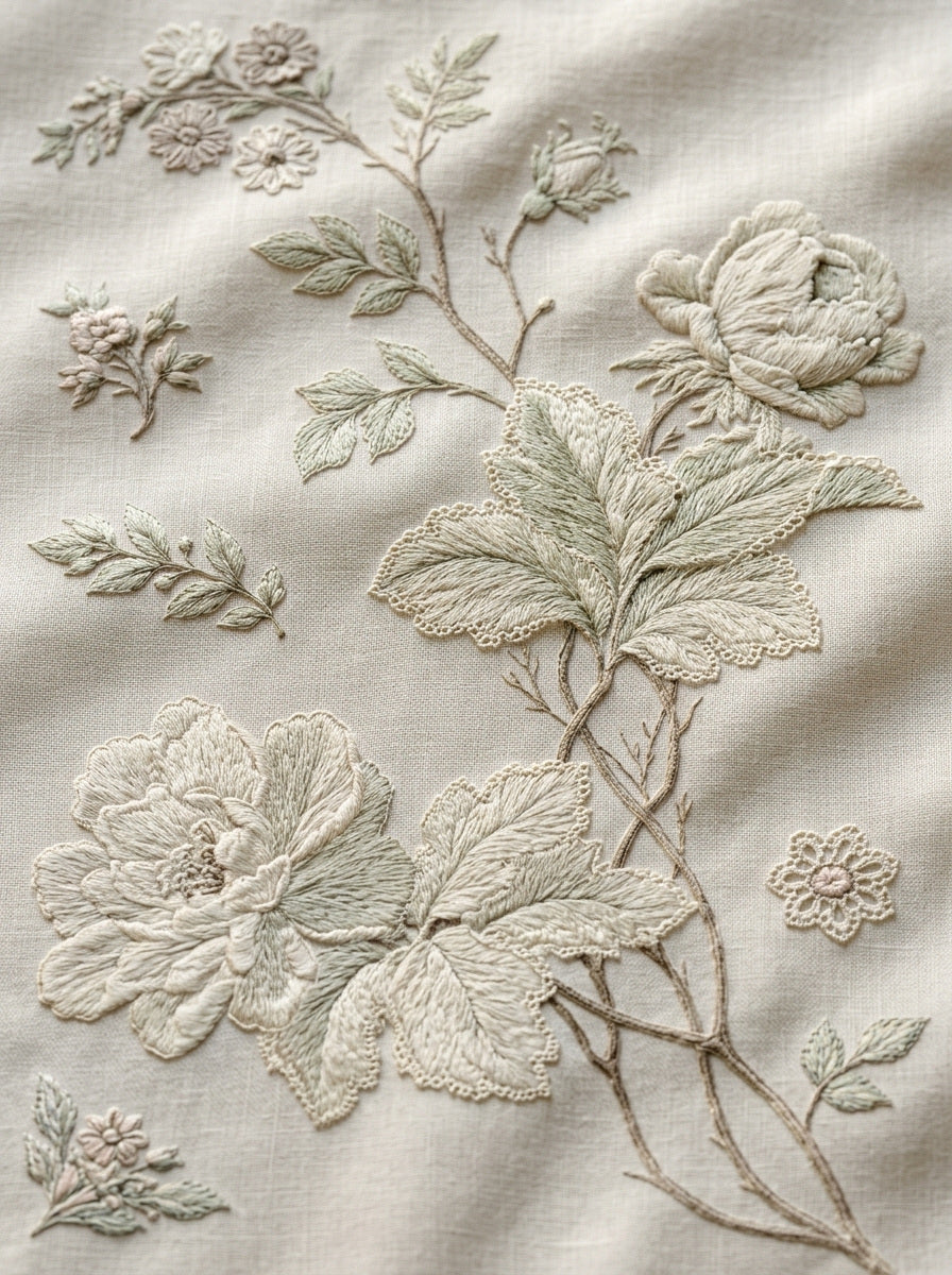 French Whitework Floral Motif Set from French Embroidery & La Broderie Blanche Book 4, a digital embroidery design reference for machine embroidery designs, embroidery patterns and lace and broderie details.