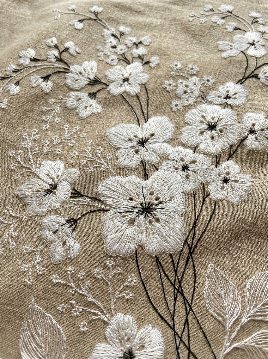 French Whitework Floral Sprig French 02 from French Embroidery & La Broderie Blanche Book 2, a digital embroidery design reference for machine embroidery designs, embroidery patterns and lace and broderie details.