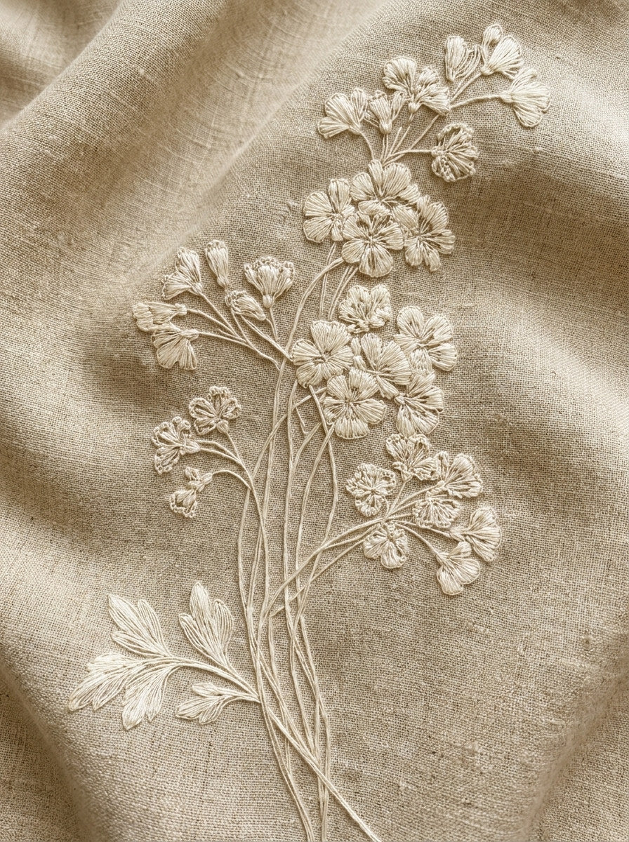 French Whitework Floral Sprig French from French Embroidery & La Broderie Blanche Book 1, a digital embroidery design reference for machine embroidery designs, embroidery patterns and lace and broderie details.