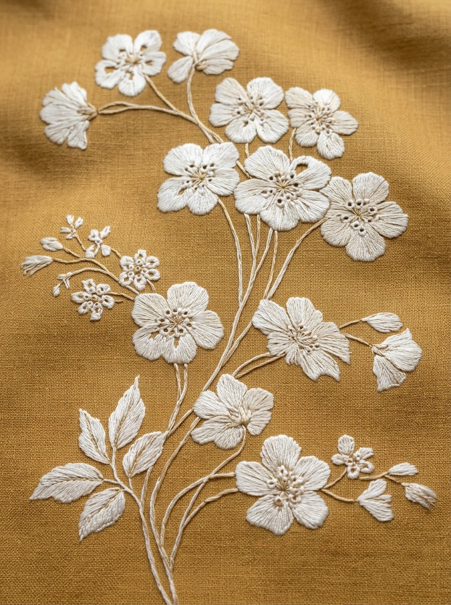 French Whitework Floral Sprig French from French Embroidery & La Broderie Blanche Book 4, a digital embroidery design reference for machine embroidery designs, embroidery patterns and lace and broderie details.