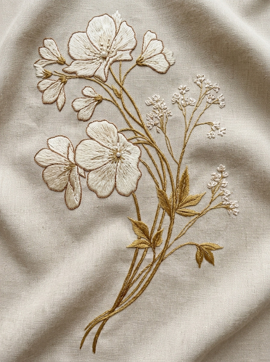 French Whitework Floral Sprig French from French Embroidery & La Broderie Blanche Book 7, a digital embroidery design reference for machine embroidery designs, embroidery patterns and lace and broderie details.