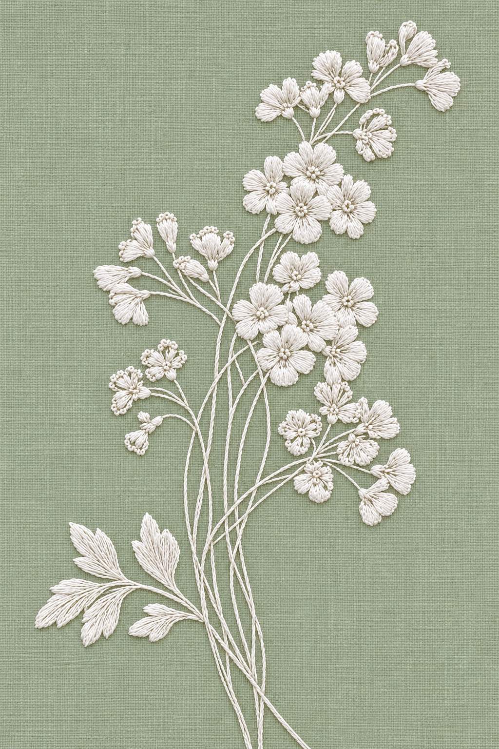 French Whitework Floral Sprig | French Embroidery & La Broderie Blanche Book 1 | Hand embroidery example