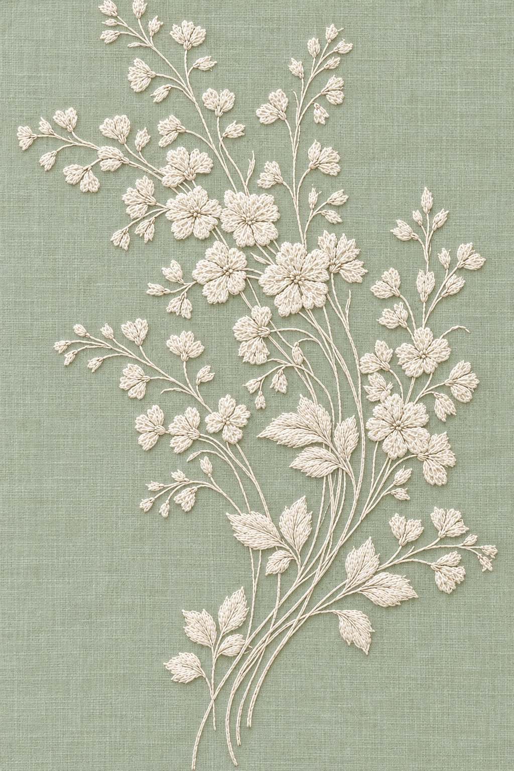 French Whitework Floral Sprig | French Embroidery & La Broderie Blanche Book 5 | Hand embroidery example
