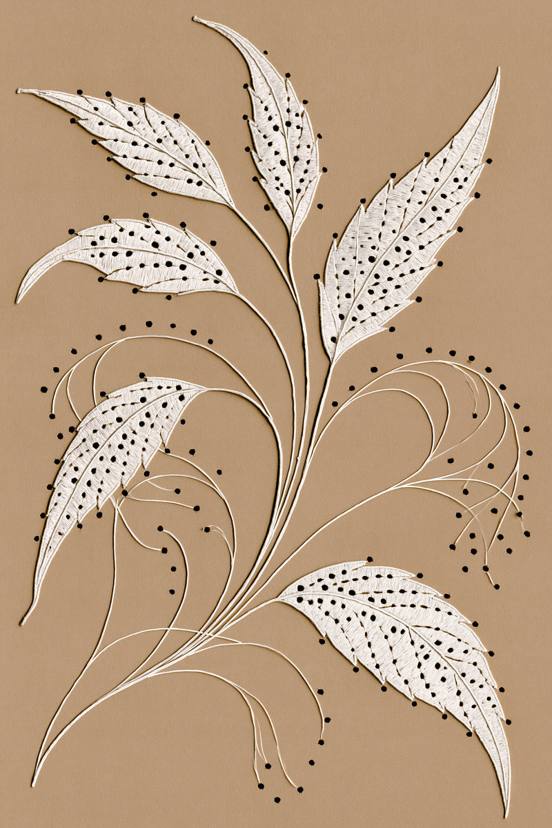 French Whitework Leaf Sprig French from French Embroidery & La Broderie Blanche Book 5, a digital embroidery design reference for machine embroidery designs, embroidery patterns and lace and broderie details.