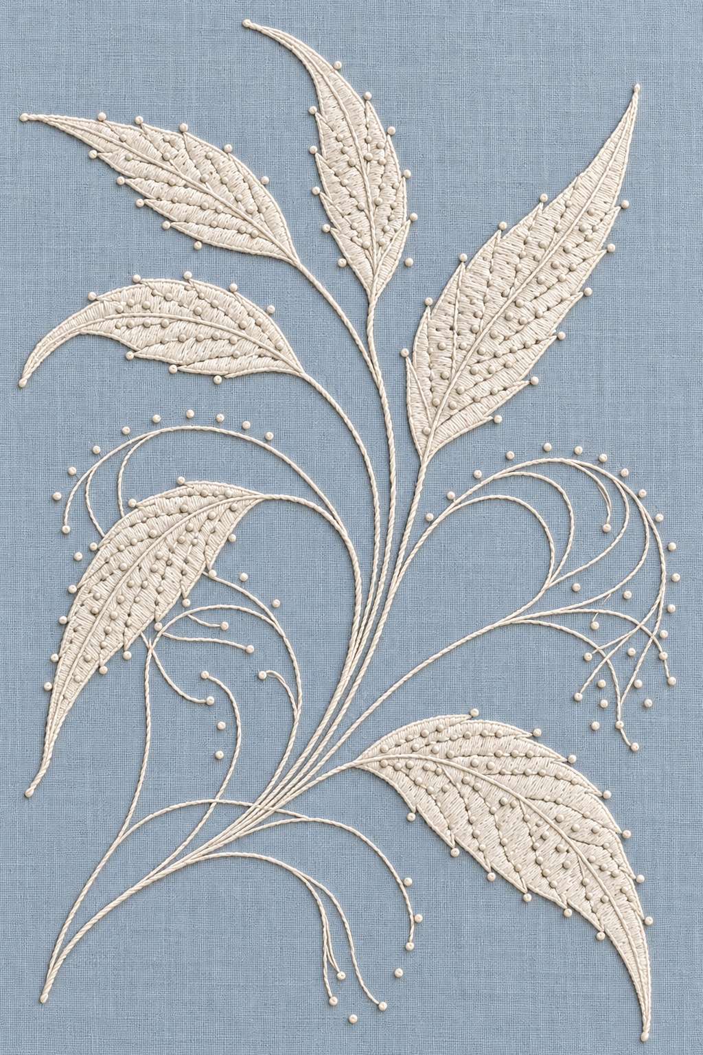 French Whitework Leaf Sprig | French Embroidery & La Broderie Blanche Book 5 | Hand embroidery example