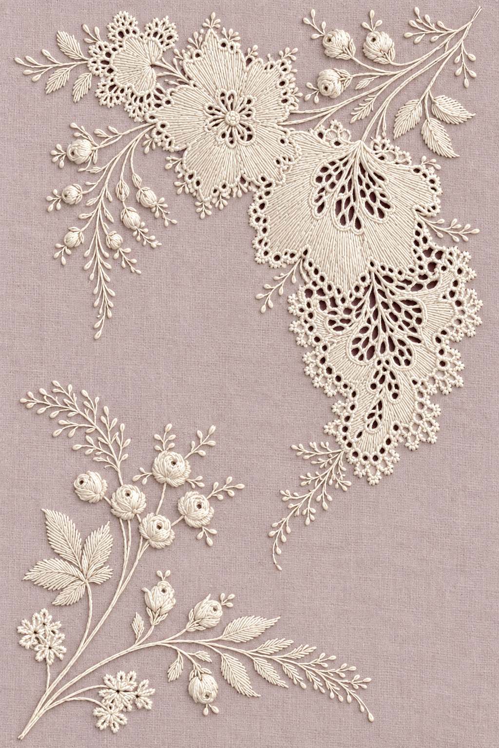 French Whitework Motif System Plate | French Embroidery & La Broderie Blanche Book 5 | Hand embroidery example