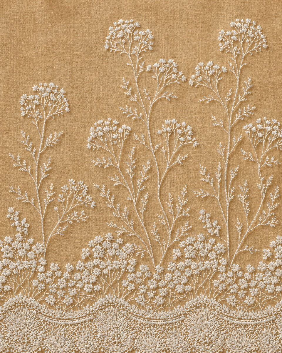 Full Sleeve Edge Placement from Neckline & Collar Embroidery Designs Book 4, a digital embroidery design reference for machine embroidery designs, embroidery patterns and border and edge embroidery.