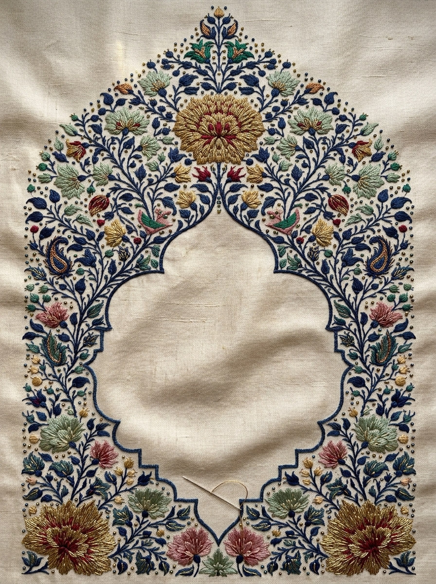 Garden Arch Floral Frame Mughal from Mughal & Persian Garden Embroidery Book 4, a digital embroidery design reference for machine embroidery designs, embroidery patterns and frames and monogram spaces.