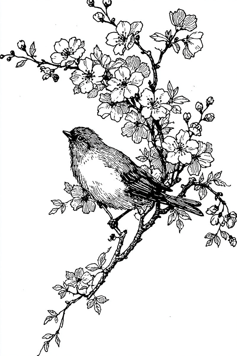 Garden Bird Corner Motif Birds from Birds Embroidery Book 2, a digital embroidery design reference for machine embroidery designs, embroidery patterns and corner embroidery.