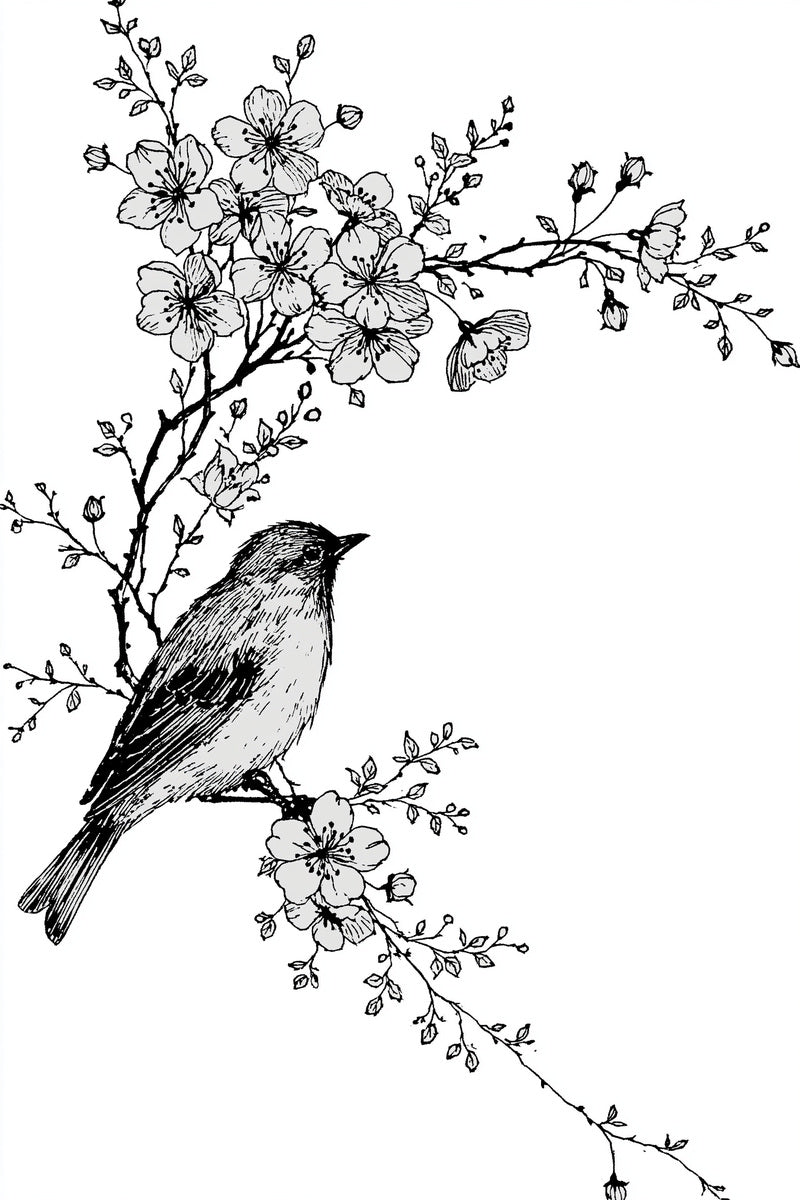Garden Bird Corner Motif Birds from Birds Embroidery Book 4, a digital embroidery design reference for machine embroidery designs, embroidery patterns and corner embroidery.