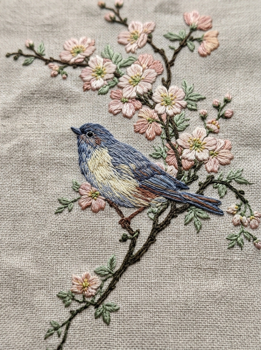 Garden Bird Corner Motif Birds from Birds Embroidery Book 2, a digital embroidery design reference for machine embroidery designs, embroidery patterns and corner embroidery.