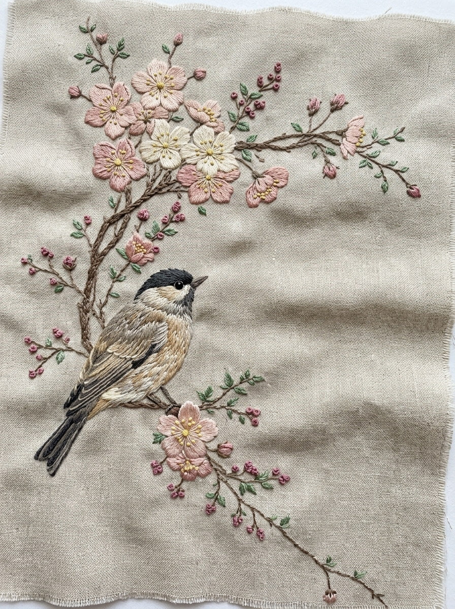 Garden Bird Corner Motif Birds from Birds Embroidery Book 4, a digital embroidery design reference for machine embroidery designs, embroidery patterns and corner embroidery.