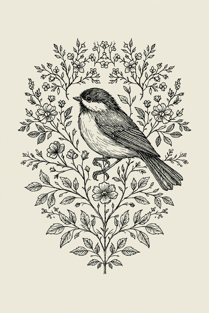 Garden Bird Medallion Birds Embroidery from Birds Embroidery Book 2, a digital embroidery design reference for machine embroidery designs, embroidery patterns and botanical and floral embroidery.