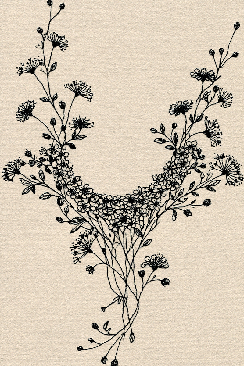 Garden Collar And Shoulder Composition from Neckline & Collar Embroidery Designs Book 4, a digital embroidery design reference for machine embroidery designs, embroidery patterns and garment placement ideas.