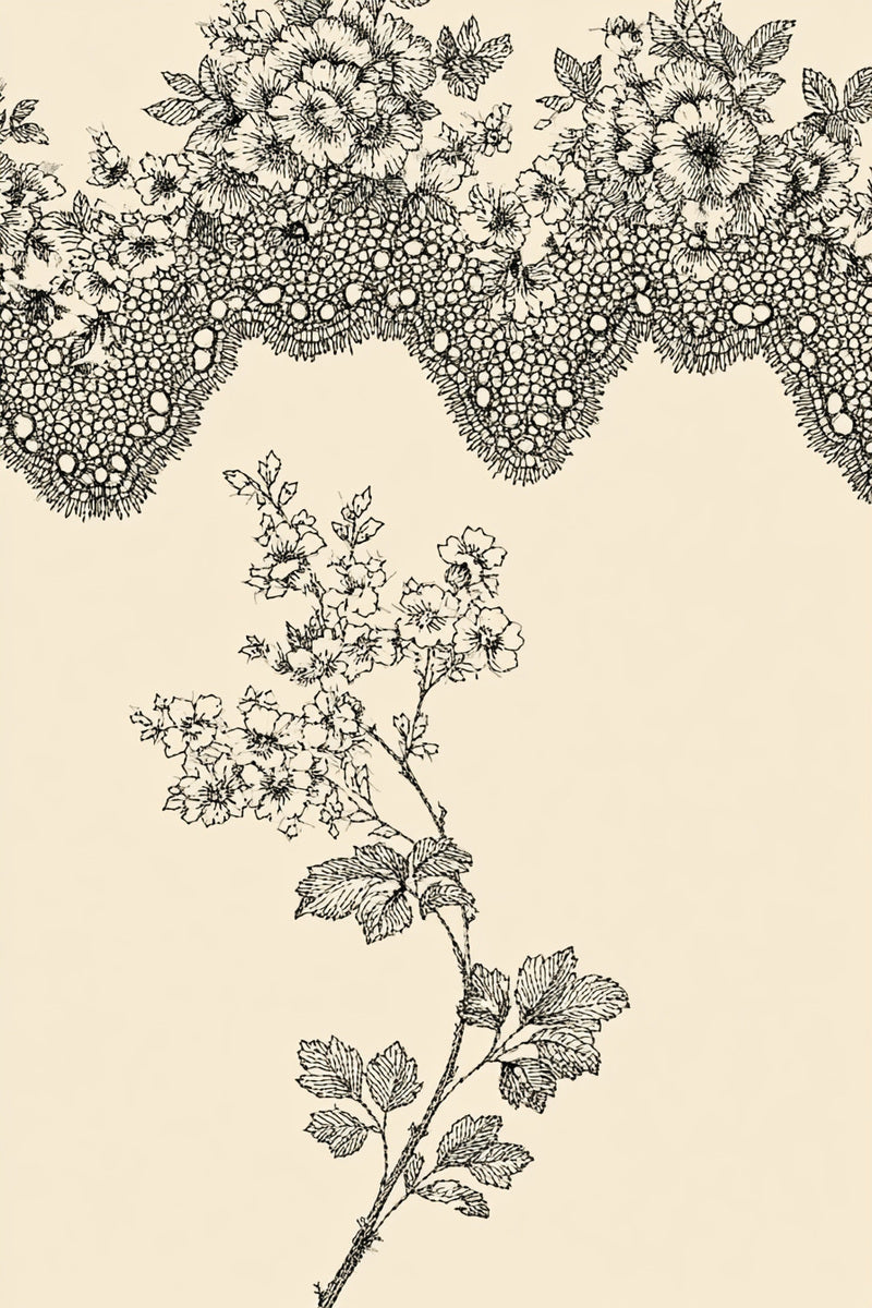 Garden Lace Border from Botanical Embroidery Designs Book 3, a digital embroidery design reference for machine embroidery designs, embroidery patterns and border and edge embroidery.