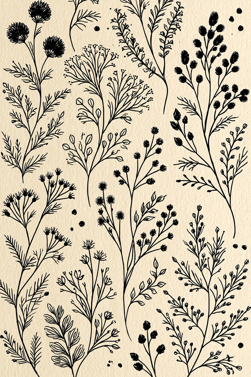 Garment Botanical Sprig Library Plate from Botanical Sprig Library Book 2, a digital embroidery design reference for machine embroidery designs, embroidery patterns and garment placement ideas.