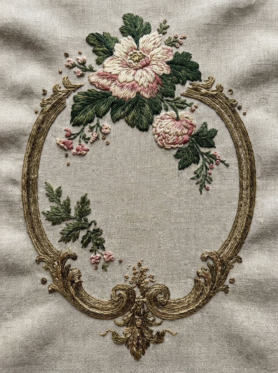 Garment Cartouche Ornament Fashion Embroidery from Jacket Backs & Shirt Fronts Embroidery Book 2, a digital embroidery design reference for machine embroidery designs, embroidery patterns and frames and monogram spaces.