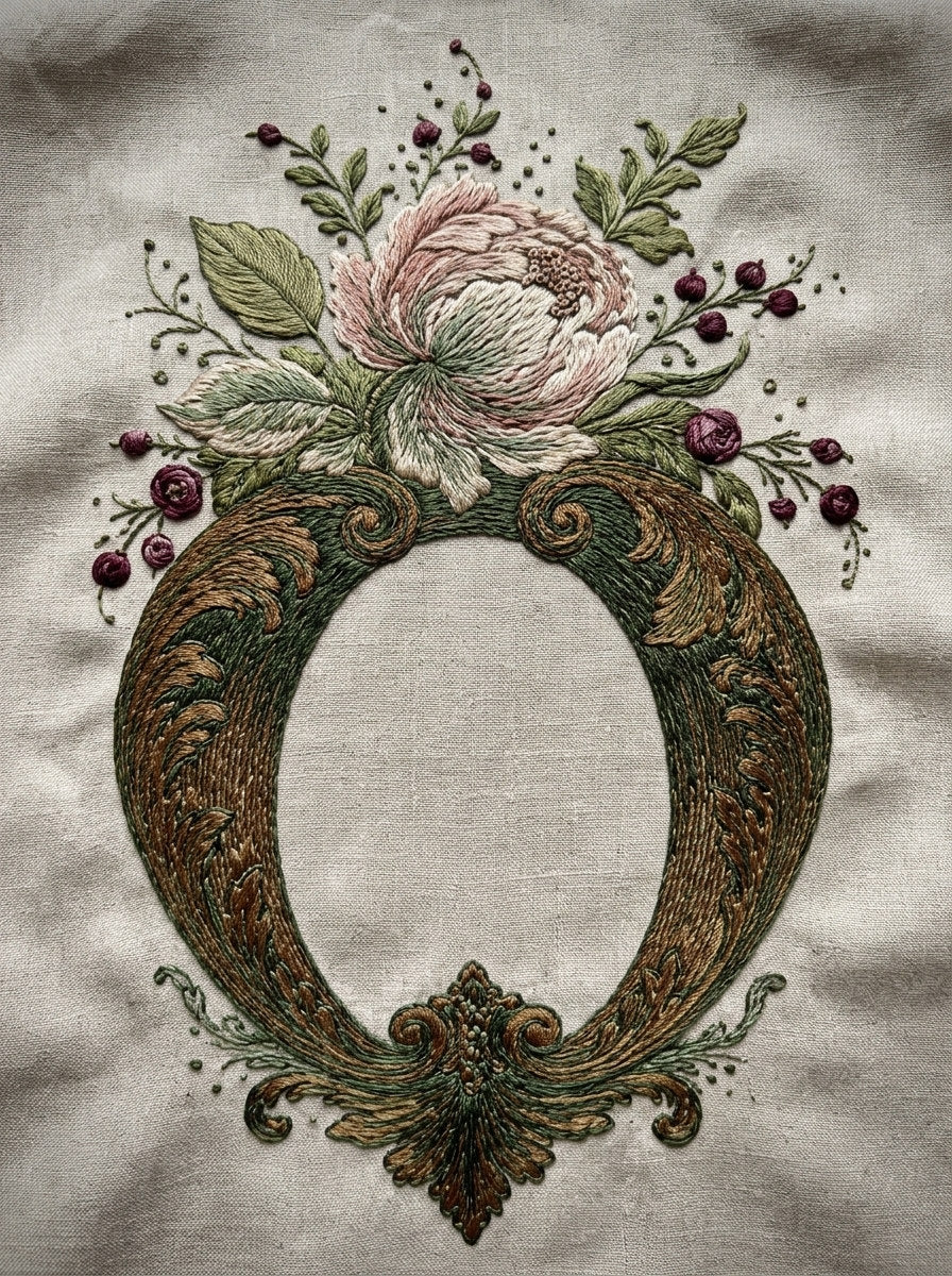 Garment Cartouche Ornament Fashion Embroidery from Jacket Backs & Shirt Fronts Embroidery Book 4, a digital embroidery design reference for machine embroidery designs, embroidery patterns and frames and monogram spaces.