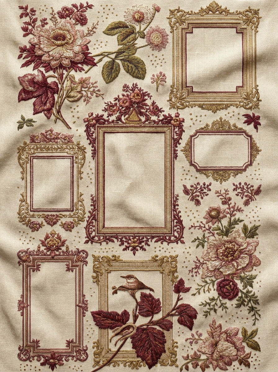 Garment Monogram And Label Library from Jacket Backs & Shirt Fronts Embroidery Book 1, a digital embroidery design reference for machine embroidery designs, embroidery patterns and frames and monogram spaces.