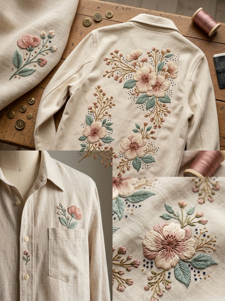 Garment Monogram Floral Frame Fashion from Jacket Backs & Shirt Fronts Embroidery Book 4, a digital embroidery design reference for machine embroidery designs, embroidery patterns and frames and monogram spaces.