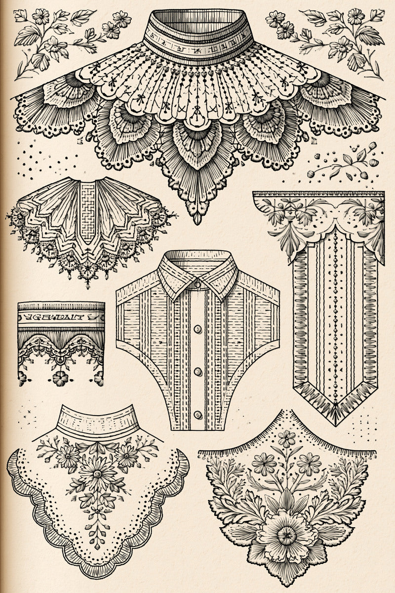 Garment Outline Library Plate Backstitch from Backstitch & Outline Designs Book 2, a digital embroidery design reference for machine embroidery designs, embroidery patterns and garment placement ideas.