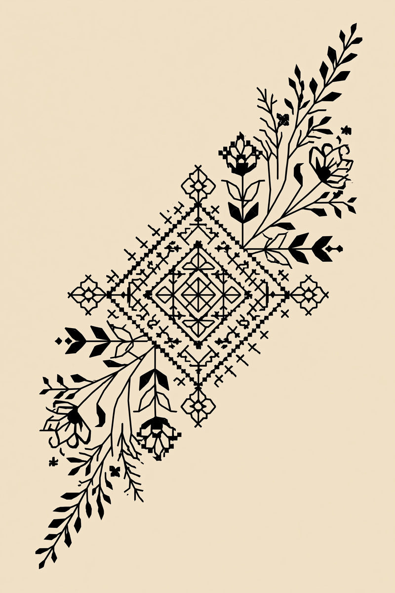 Geometric Folk Corner Connector from Hungarian & Slavic Embroidery Motifs Book 1, a digital embroidery design reference for machine embroidery designs, embroidery patterns and corner embroidery.