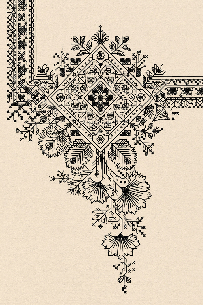 Geometric Folk Corner Connector from Hungarian & Slavic Embroidery Motifs Book 2, a digital embroidery design reference for machine embroidery designs, embroidery patterns and corner embroidery.