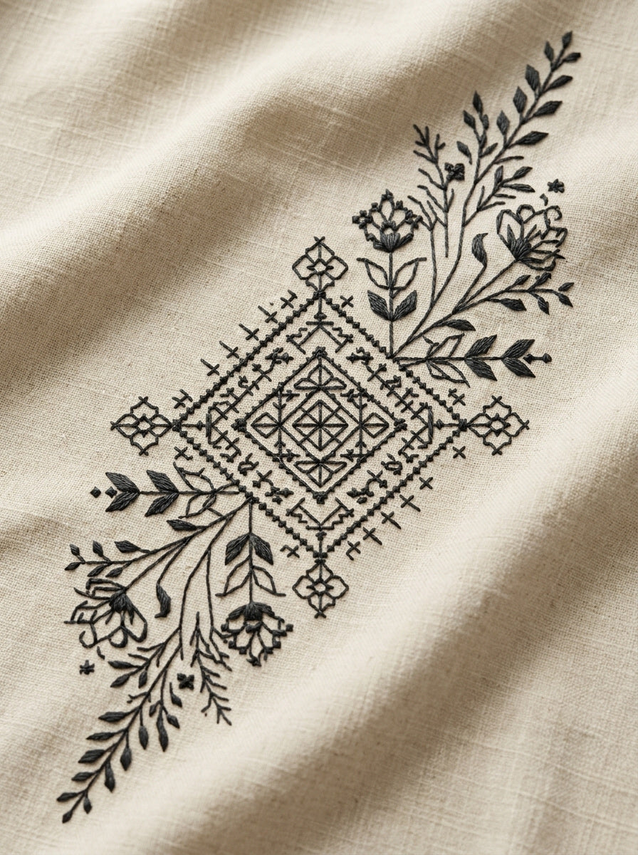Geometric Folk Corner Connector from Hungarian & Slavic Embroidery Motifs Book 1, a digital embroidery design reference for machine embroidery designs, embroidery patterns and corner embroidery.