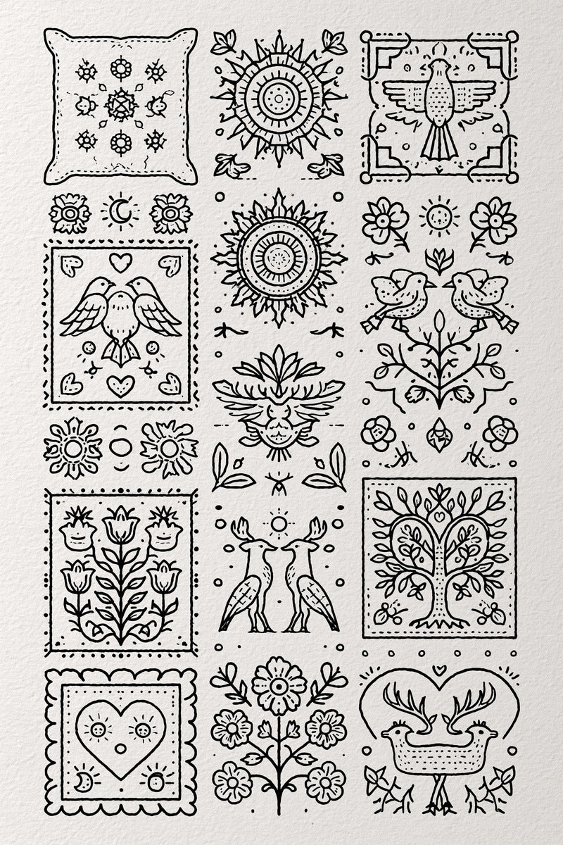 Global Folk Art Embroidery Pattern 02 from Global Folk Art Embroidery Book 1, a digital embroidery design reference for machine embroidery designs, embroidery patterns and embroidery design reference.