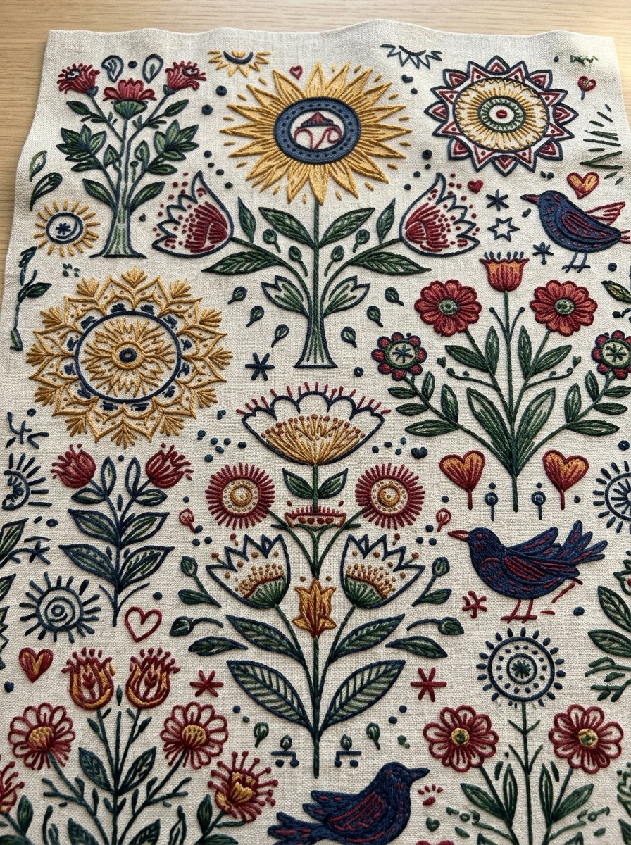 Global Folk Art Embroidery Pattern 2 from Global Folk Art Embroidery Book 3, a digital embroidery design reference for machine embroidery designs, embroidery patterns and embroidery design reference.