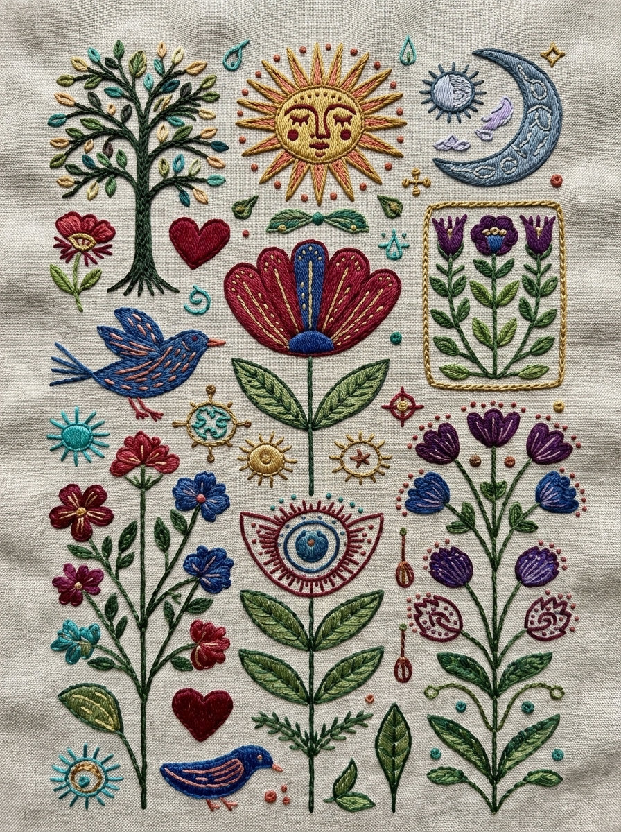 Global Folk Art Embroidery Pattern 3 from Global Folk Art Embroidery Book 1, a digital embroidery design reference for machine embroidery designs, embroidery patterns and embroidery design reference.