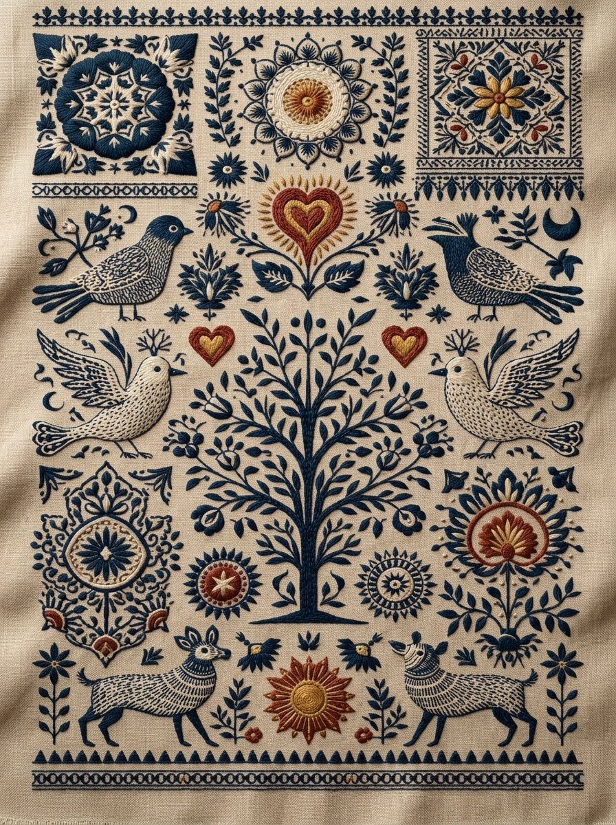 Global Folk Art Embroidery Pattern 3 from Global Folk Art Embroidery Book 4, a digital embroidery design reference for machine embroidery designs, embroidery patterns and embroidery design reference.