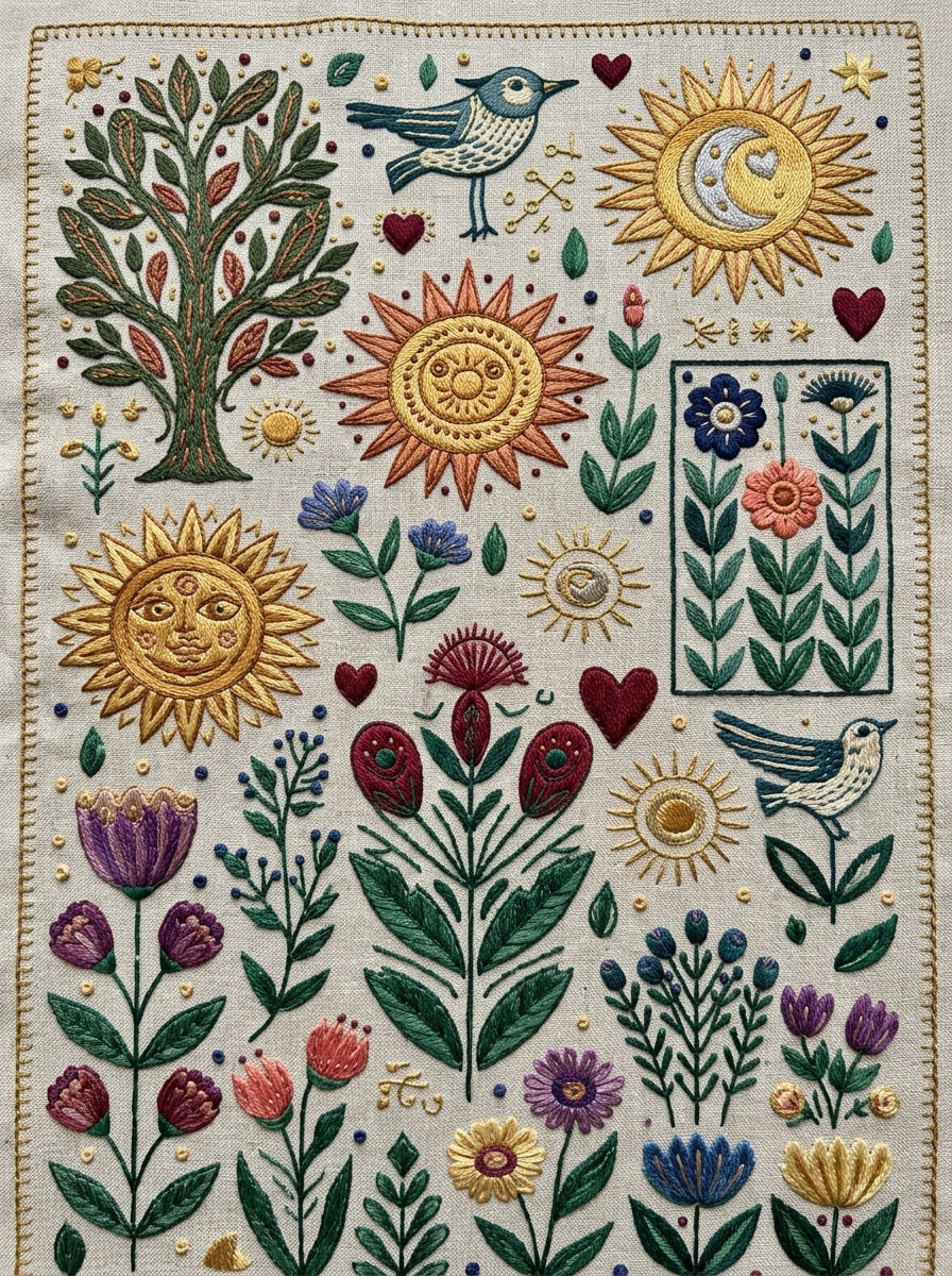 Global Folk Art Embroidery Pattern 4 from Global Folk Art Embroidery Book 1, a digital embroidery design reference for machine embroidery designs, embroidery patterns and embroidery design reference.