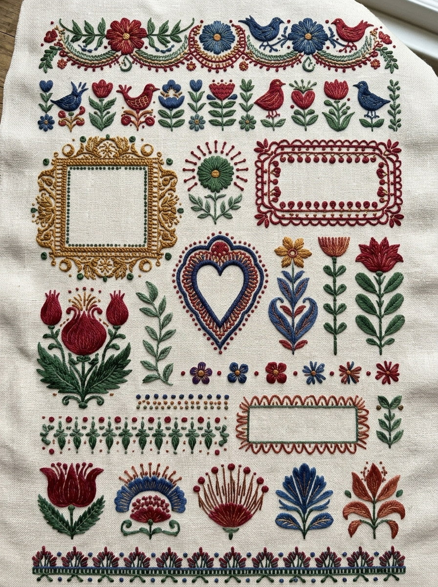 Global Folk Art Embroidery Pattern 4 from Global Folk Art Embroidery Book 3, a digital embroidery design reference for machine embroidery designs, embroidery patterns and embroidery design reference.