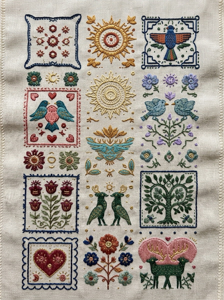 Global Folk Art Embroidery Pattern 5 from Global Folk Art Embroidery Book 1, a digital embroidery design reference for machine embroidery designs, embroidery patterns and embroidery design reference.
