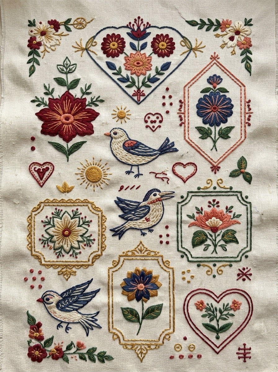 Global Folk Art Embroidery Pattern from Global Folk Art Embroidery Book 1, a digital embroidery design reference for machine embroidery designs, embroidery patterns and embroidery design reference.