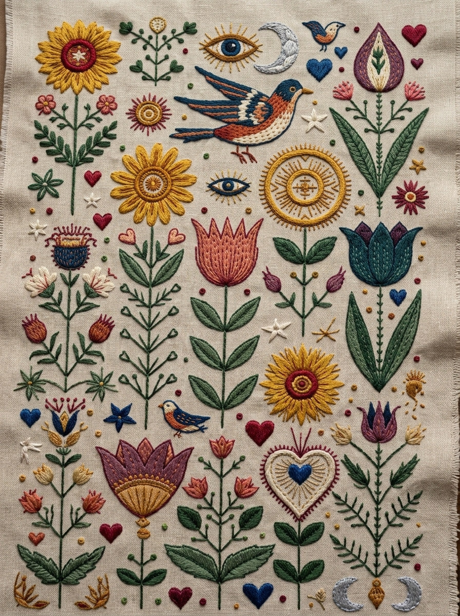 Global Folk Art Embroidery Pattern from Global Folk Art Embroidery Book 2, a digital embroidery design reference for machine embroidery designs, embroidery patterns and embroidery design reference.